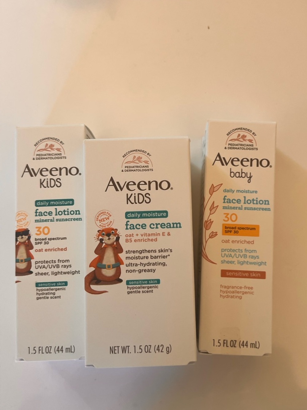 Aveeno Kids & baby face lotion / cream/spf bundle